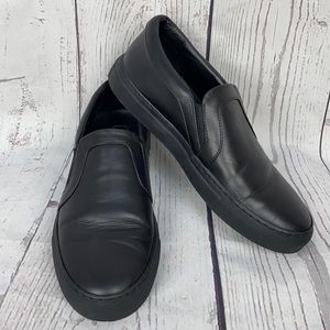 PHILIPP PLEIN Black Leather Slip On Shoes 39